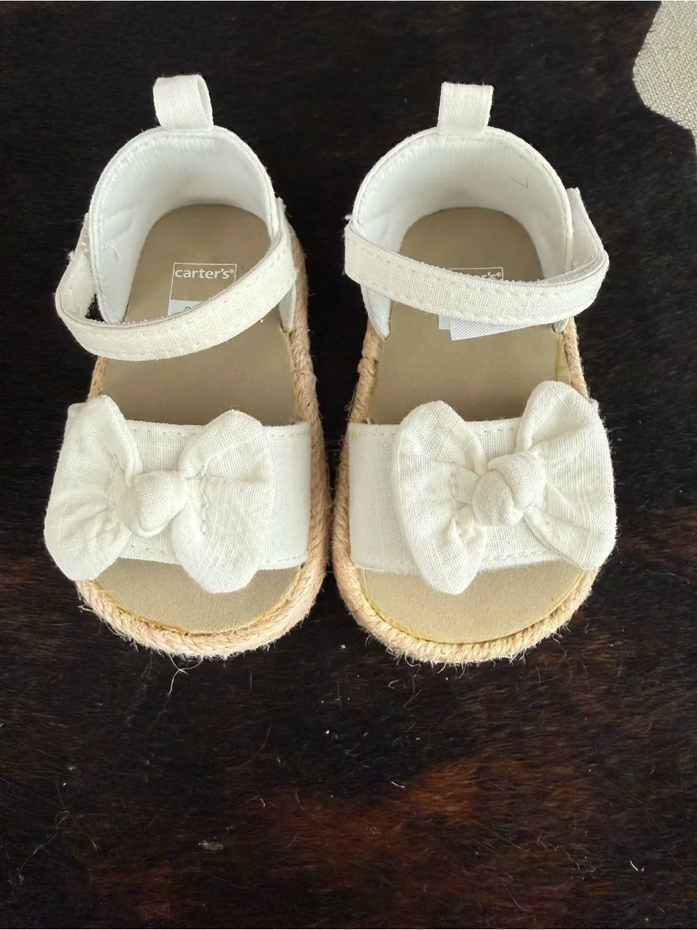 Carter's Girls Bow Sandals in White and Light Blue